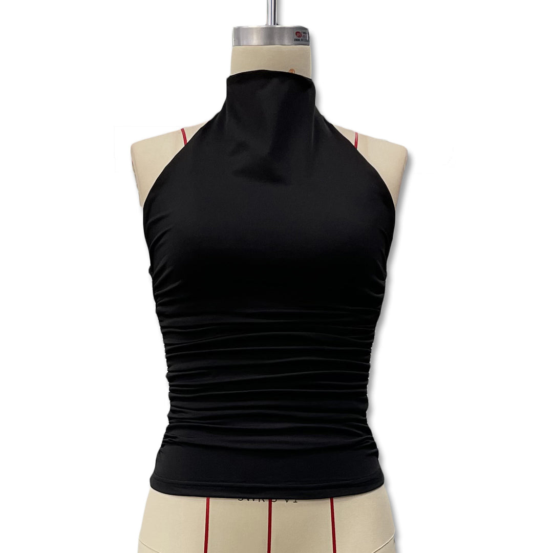 Damen Enganliegendes Highneck-Top mit Raffung EB