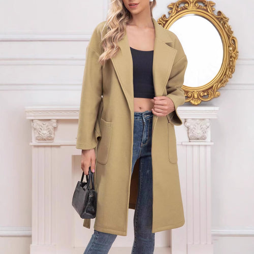 Damen Langarm Mantel mit stylischem Revers EB
