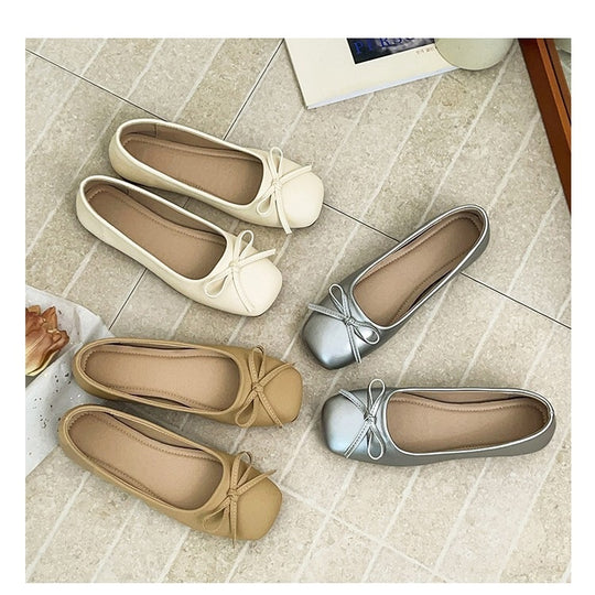 Damen Elegante und bequeme Ballerinas mit süßem Schleifen-Detail EB