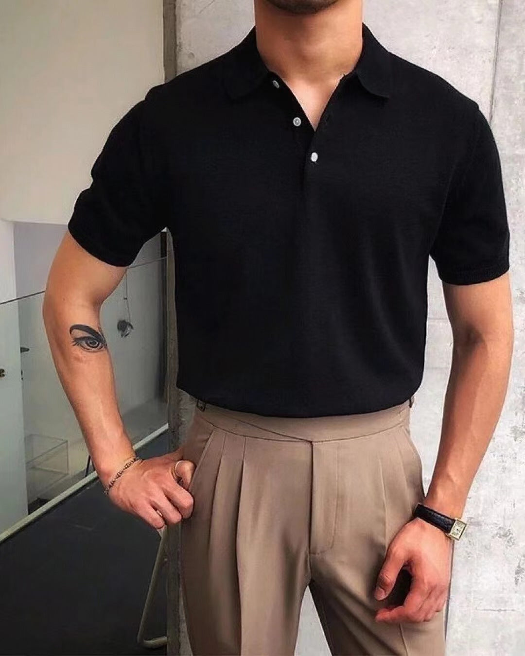 Herren Polo-Shirt aus atmungsaktiver Baumwolle mit elegantem Kragen EB