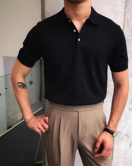 Herren Polo-Shirt aus atmungsaktiver Baumwolle mit elegantem Kragen EB