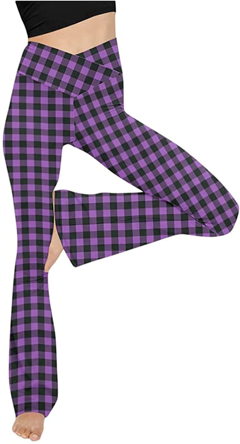 Damen nan taillenhohe Yogahose mit überkreuztem Bund und ausgestelltem Saum mit Schlitz EB