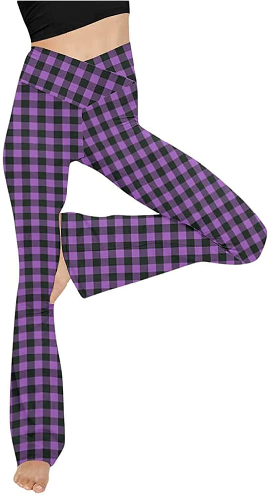 Damen nan taillenhohe Yogahose mit überkreuztem Bund und ausgestelltem Saum mit Schlitz EB