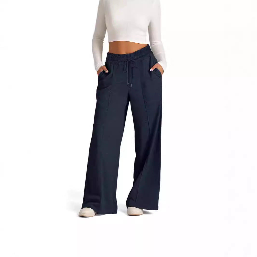 Damen Bequeme weite Freizeithose mit elastischem Bund und praktischen Taschen EB