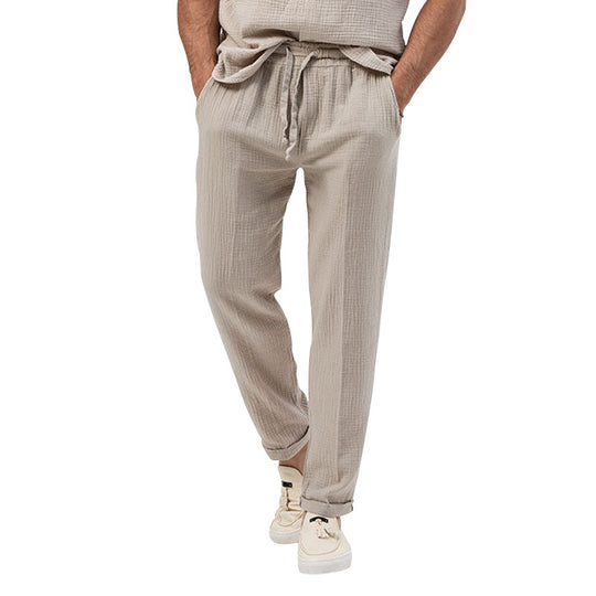 Herren nan lässige Leinen-Relaxhose mit elastischem Tunnelzugbund und praktischen Seitentaschen EB