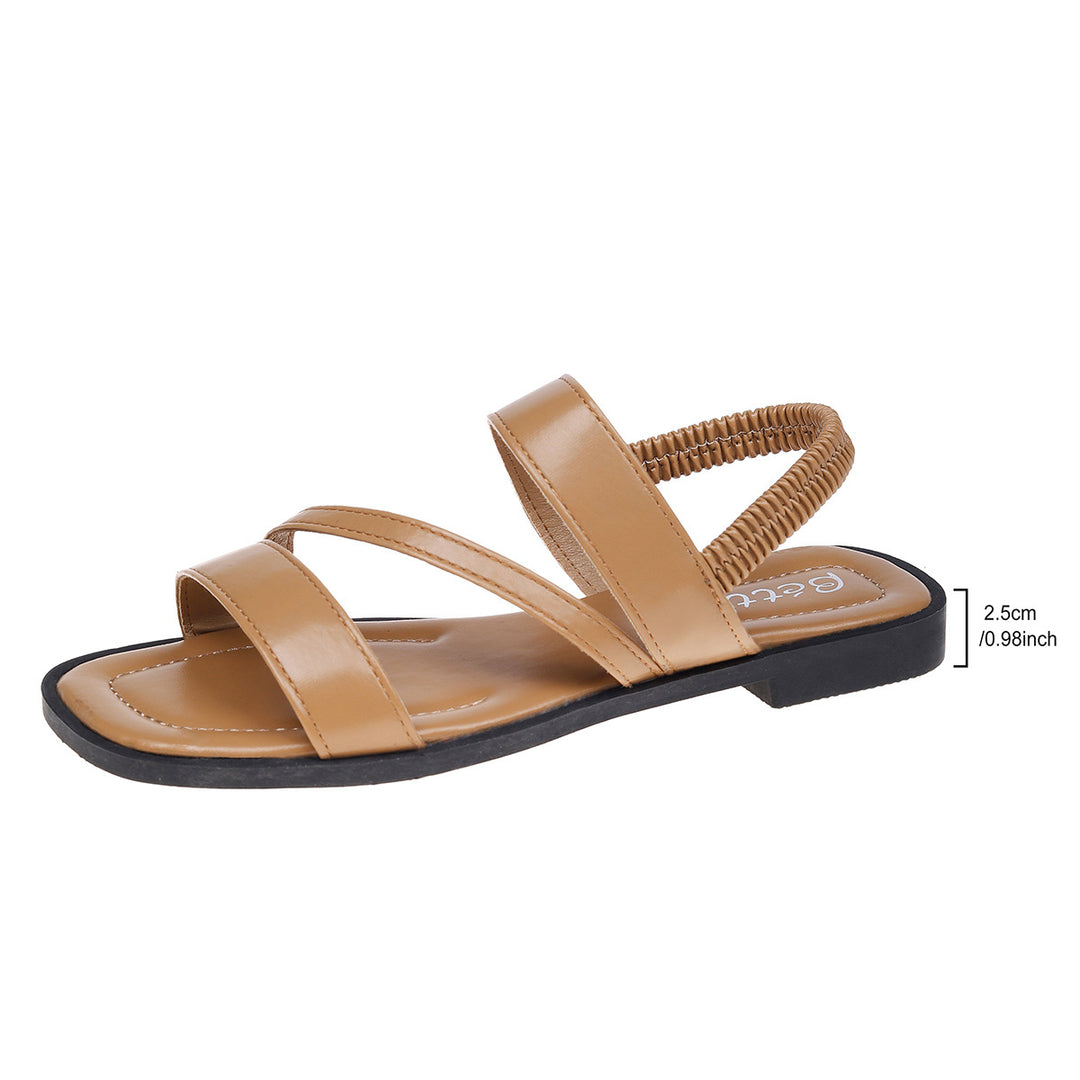 Damen Metallic Riemchen-Sandalen mit elastischem Rückenteil EB