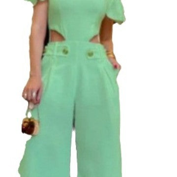 Damen Eleganter Jumpsuit mit Schnittdetails und weich fließenden Hosenbeinen EB