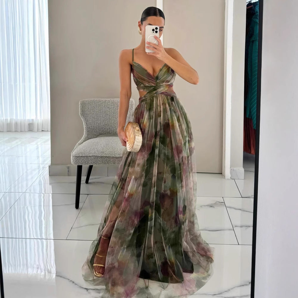 Damen Abendkleid mit fließendem Chiffon und eleganter Wickeloptik EB