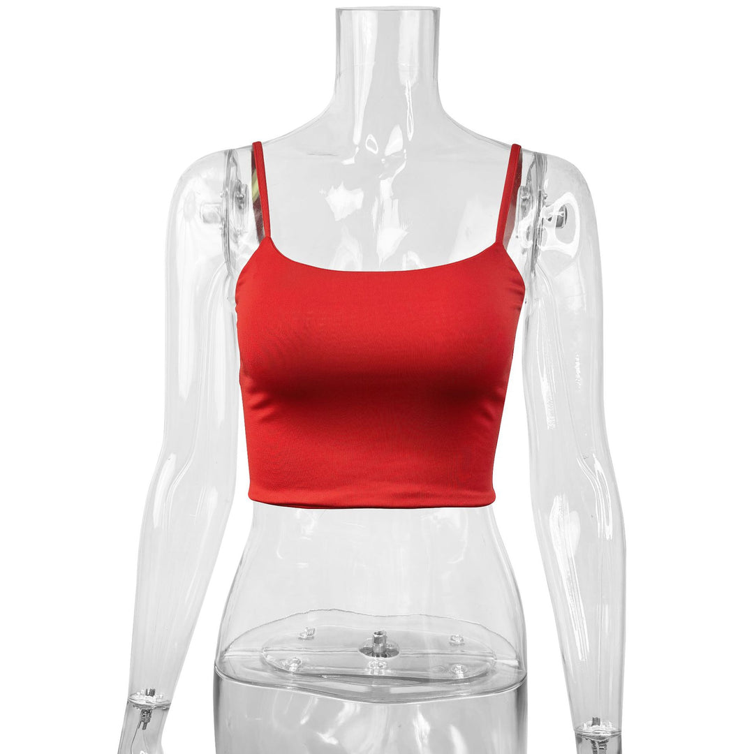 Damen Figurbetontes Crop-Top aus elastischem Material mit Spaghetti-Trägern EB