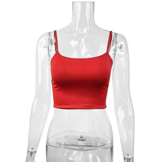 Damen Crop-Top mit verstellbaren Spaghetti-Trägern und figurbetontem Schnitt EB
