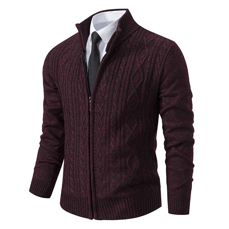 Herren Strickjacke mit hohem Kragen und Reißverschluss EB