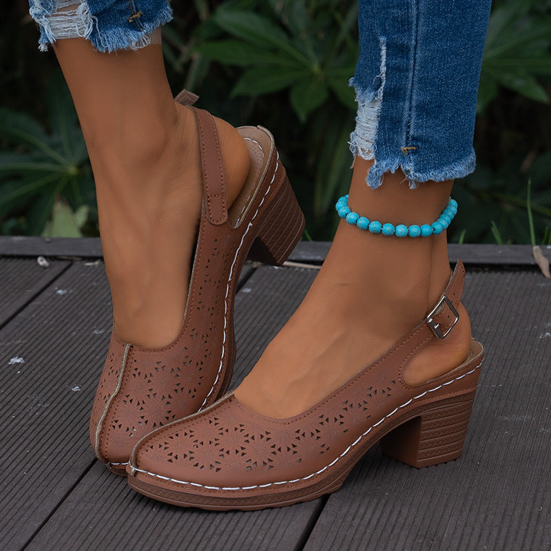 Damen Slingback-Pumps mit elegantem Cut-Out-Design und komfortablem Blockabsatz EB