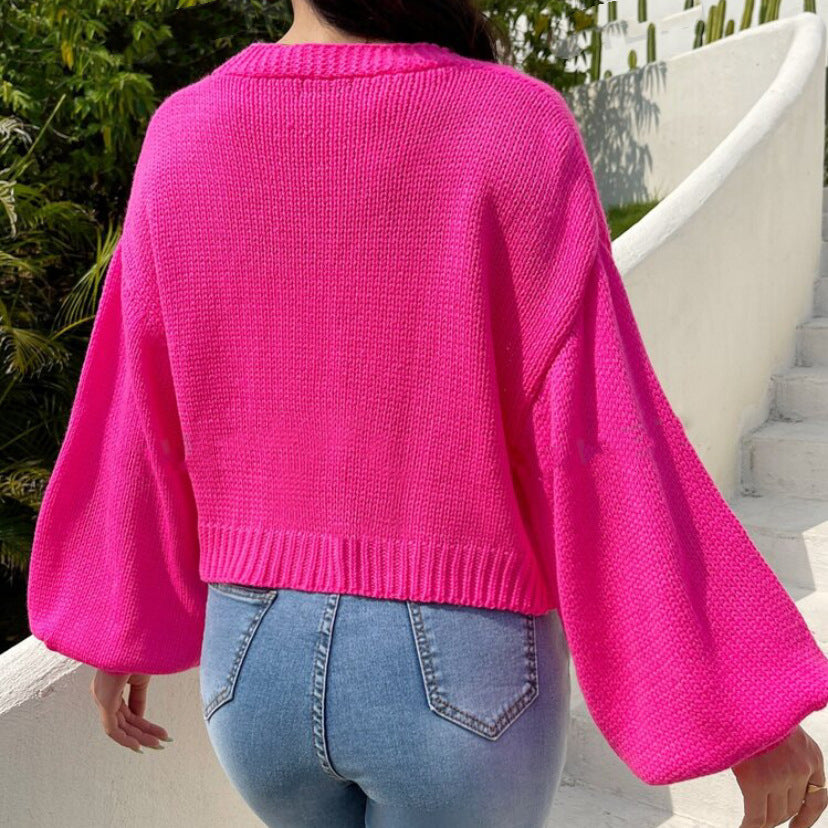 Damen Cropped-Cardigan aus Baumwollmix mit 3D-Blütenapplikationen EB