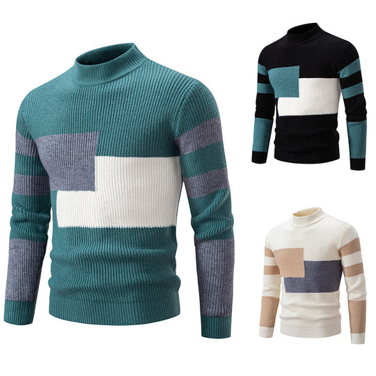 Herren modischer Pullover mit strukturiertem Blockdesign EB