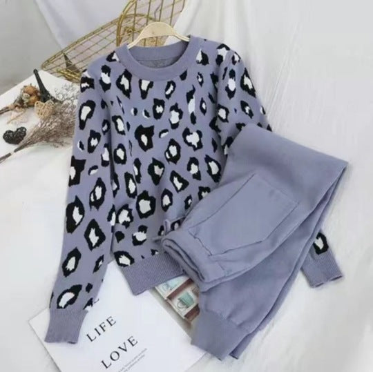 Damen stylisches Freizeitstrickset mit hohem Kragen EB