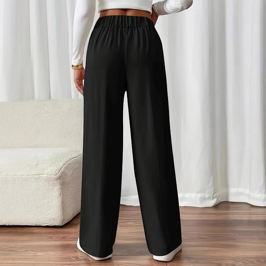 Damen Weitgeschnittene Palazzo-Hose mit elegantem Knopfdetail EB