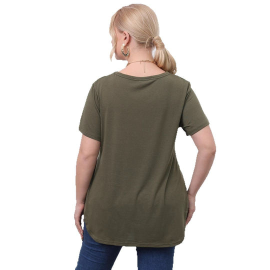 Damen lässiges T-Shirt mit seitlichen Eingrifftaschen EB
