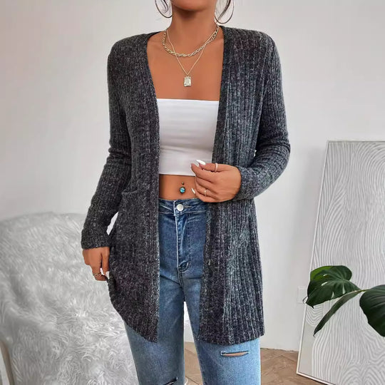 Damen Strickjacke mit strukturiertem Rippdesign und praktischen Taschen EB