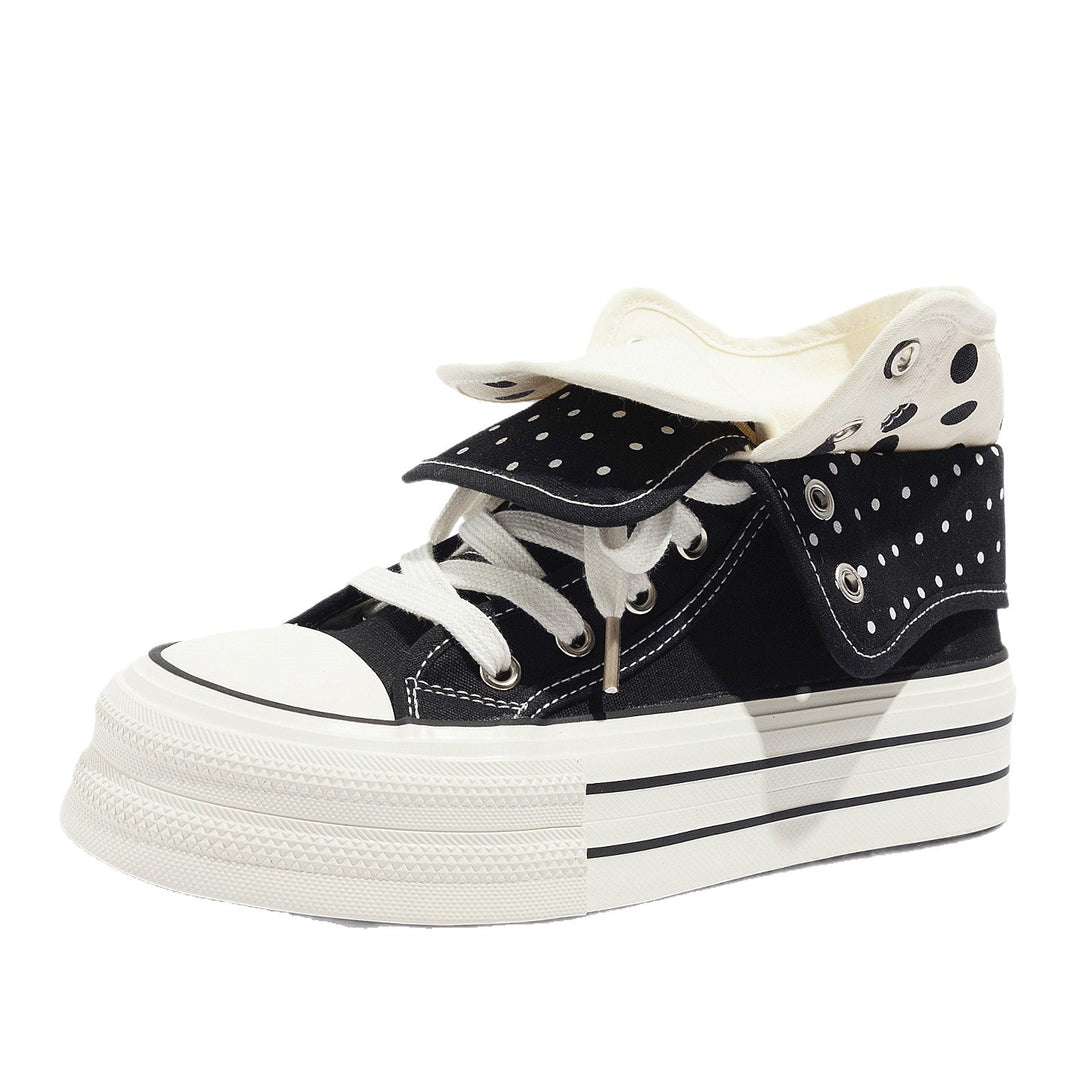 Damen Sneakers mit ausdrucksvoller Klappfunktion und modischem Punktemuster EB
