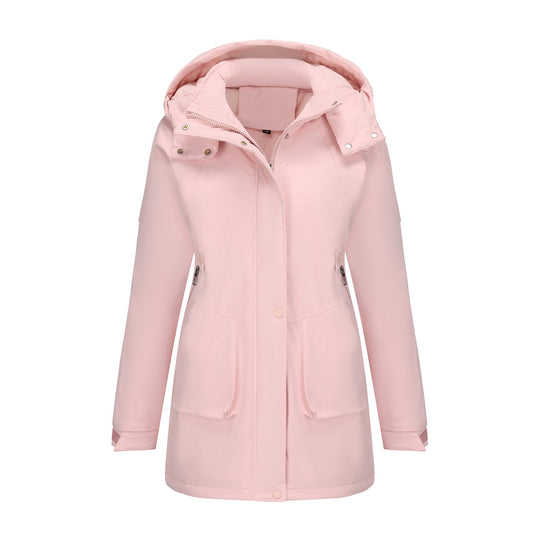 Damen nan taillierter Parka mit Kapuze, verdecktem Reißverschluss und praktischen Reißverschlusstaschen EB