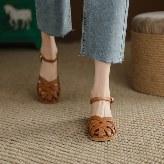 Damen Riemchen-Sandalen mit elegantem Flechtdesign und komfortablem Fußbett EB