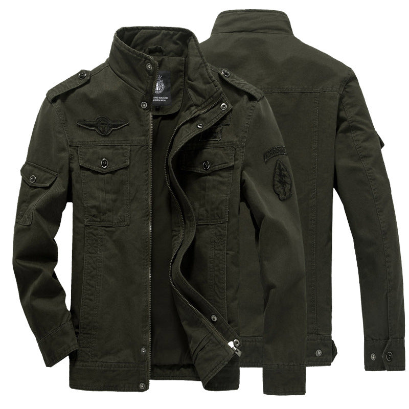 Herren Canvas Fieldjacke im Military-Style mit Schulterklappen und Mehrfachtaschen EB