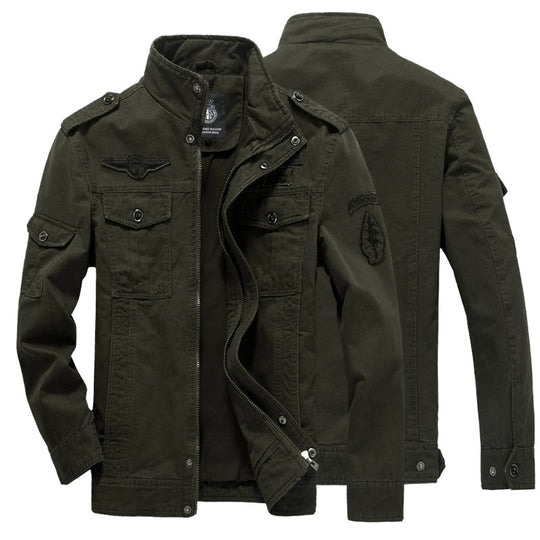 Herren Canvas Fieldjacke im Military-Style mit Schulterklappen und Mehrfachtaschen EB