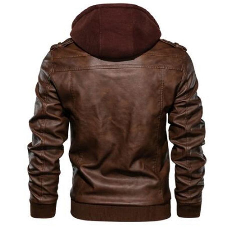 Herren jacke im modernen Biker-Stil mit abnehmbarer Kapuze EB