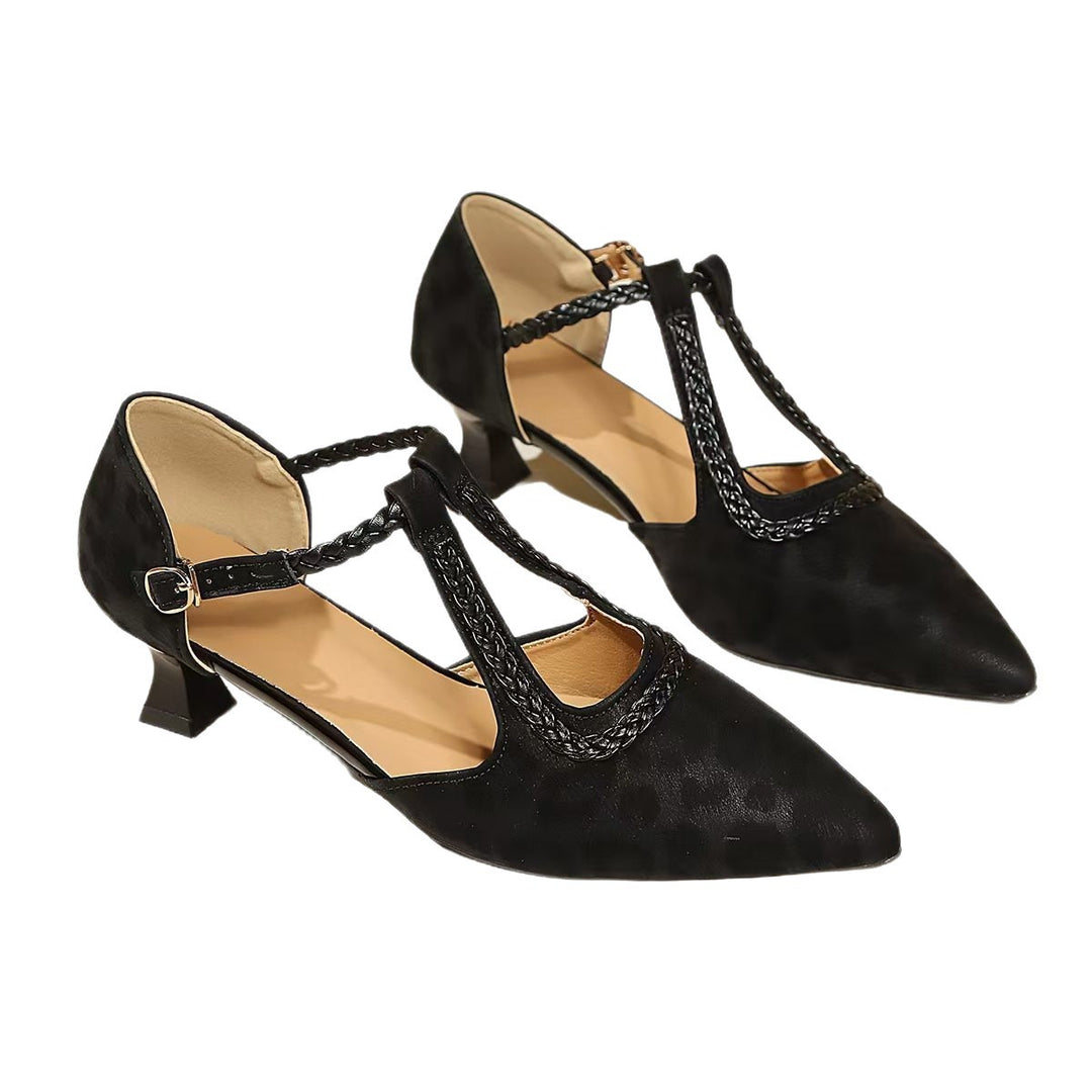 Damen Elegante Slingback Pumps mit geflochtenem Riemen und modischem Blockabsatz EB