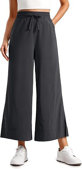 Damen nan weite Culotte-Hose mit elastischem Bund, Tunnelzug und seitlichen Schlitzen EB