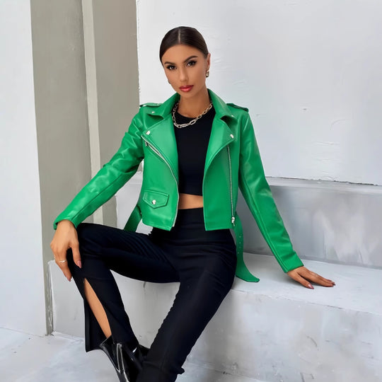 Damen cropped Bikerjacke EB