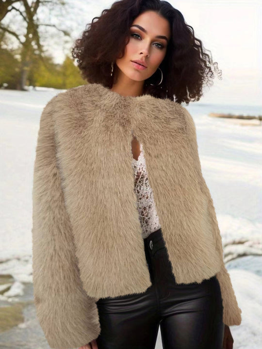 Damen Kuschelige Fleecejacke mit Lockenstruktur EB