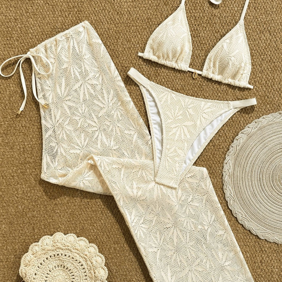 Damen Bikiniset mit modischem Häkelmuster EB