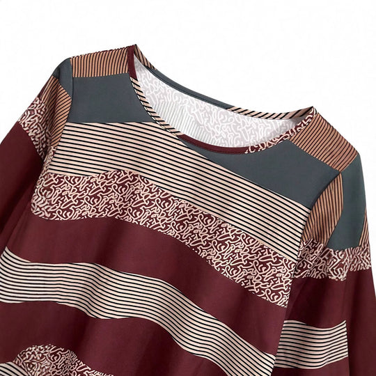 Damen lässiges Maxikleid mit modernem Streifen-Design und bequemem Schnitt EB