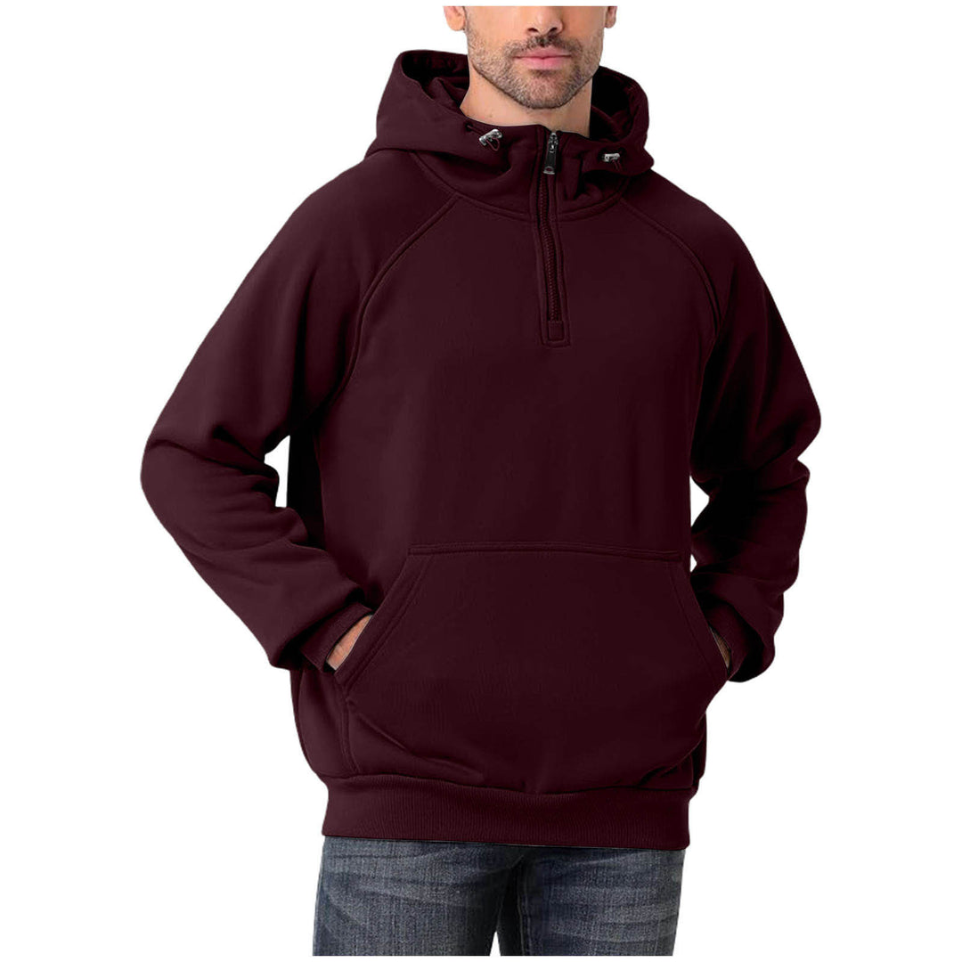 Herren nan Halbzip-Hoodie mit verstellbarer Kapuze, Kängurutasche und Raglanärmeln EB