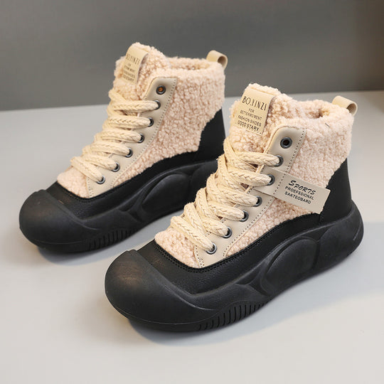 Damen warme High-Top Stiefel mit kuscheligem Innenfutter und rutschfester Sohle EB