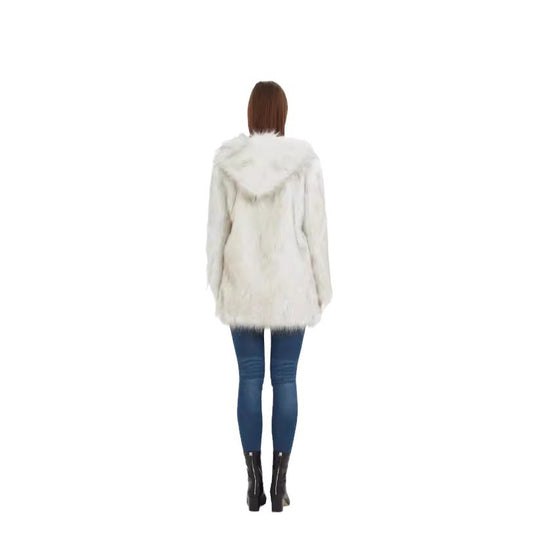 Damen Hoodiejacke aus kuscheligem Kunstfell mit seitlichen Taschen EB