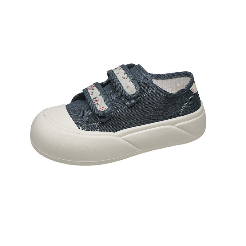 Damen Sneakers mit doppeltem Klettverschluss und floralen Details EB