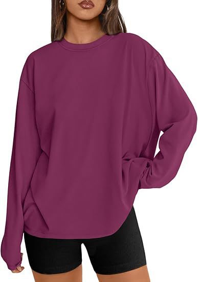 Damen Oversize-Sweatshirt mit Rundhalsausschnitt und verlängertem Saum EB