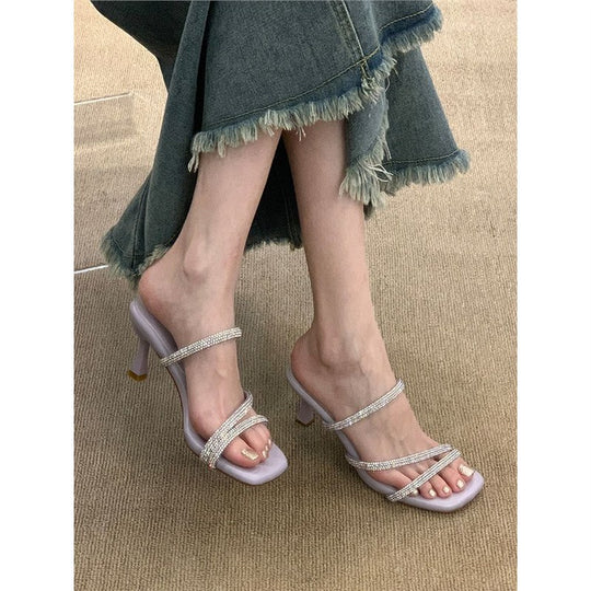 Damen Glamouröse High Heel Sandalen mit funkelnden Riemen EB
