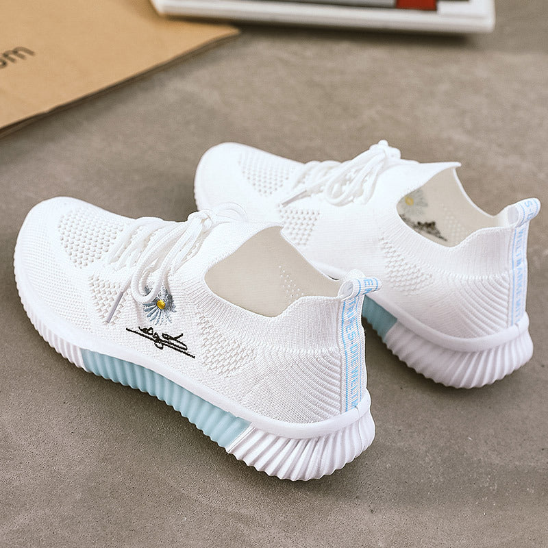 Damen atmungsaktive Freizeitsneaker mit strickartiger Oberflächenstruktur und stabiler Sohle EB