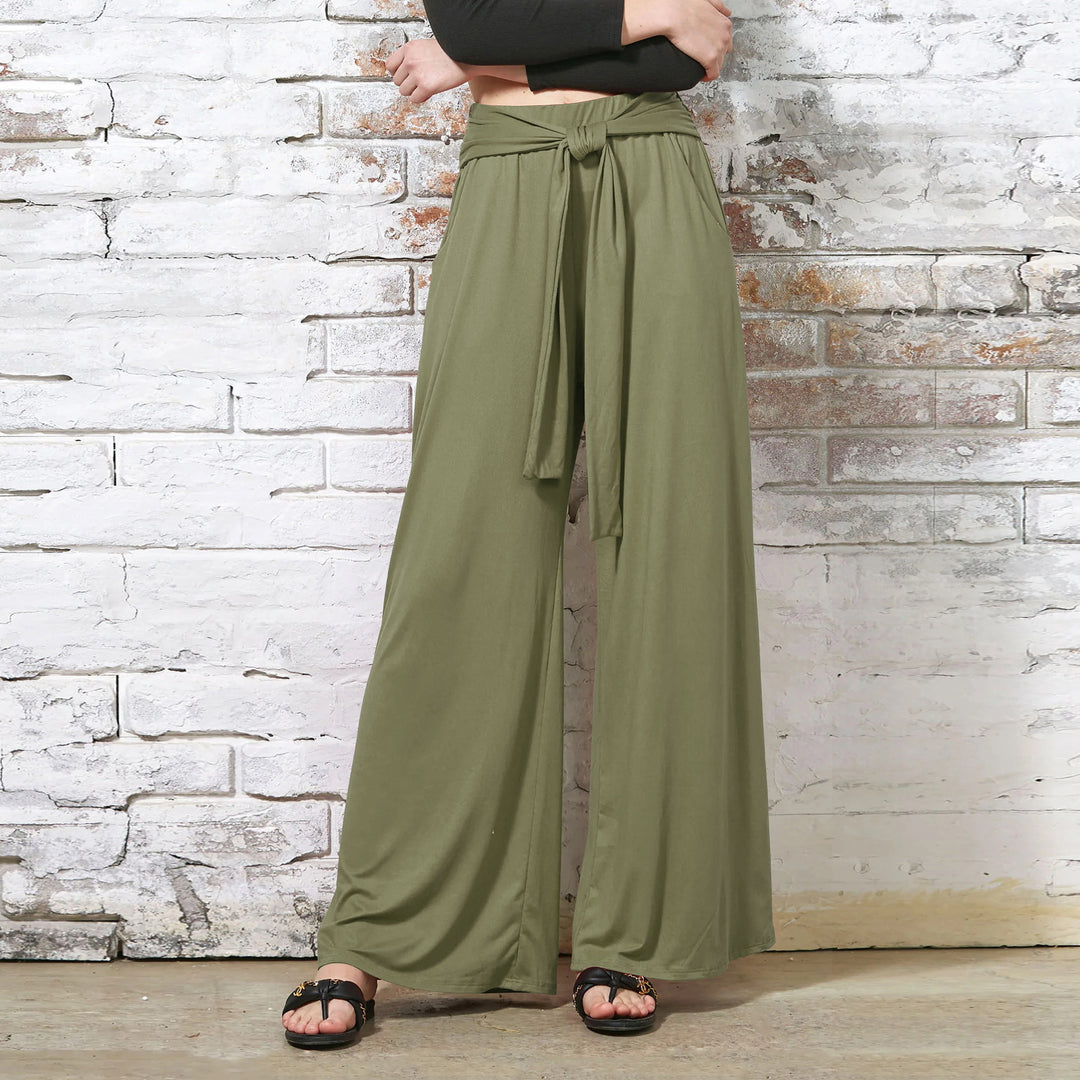 Damen weite Sommerhose mit bindendem Taillengürtel EB