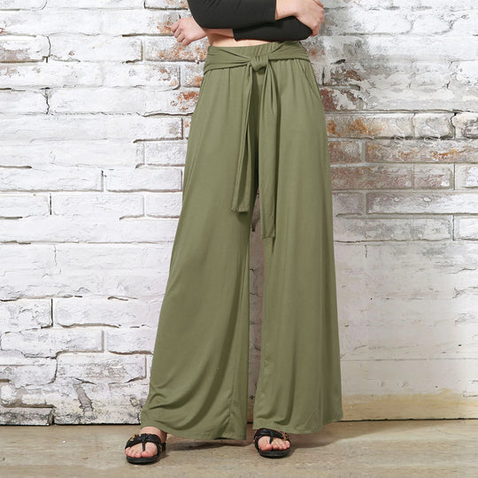Damen weite Sommerhose mit bindendem Taillengürtel EB