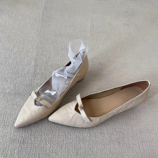 Damen elegante Ballerinas mit klassischem Schleifenakzent EB