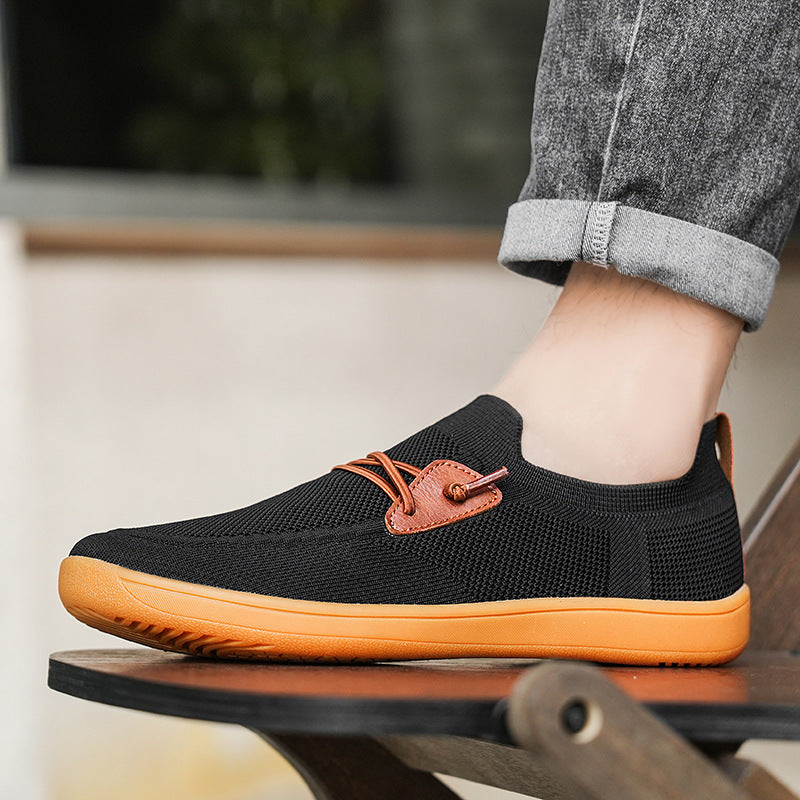 Herren gestrickter Mokassin-Slipper mit elastischem Schaft, Zierösen und stoßdämpfender Flexsohle EB