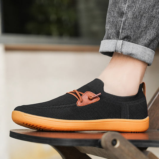 Herren gestrickter Mokassin-Slipper mit elastischem Schaft, Zierösen und stoßdämpfender Flexsohle EB