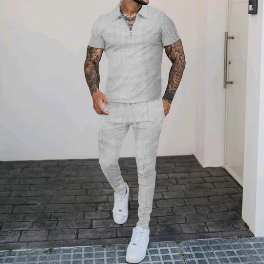Herren Freizeit-Set mit modernem Kurzarm-Polo und eleganten Jogginghosen EB