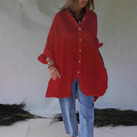 Damen lässiges Blusenkleid mit modischem Knopfverschluss EB