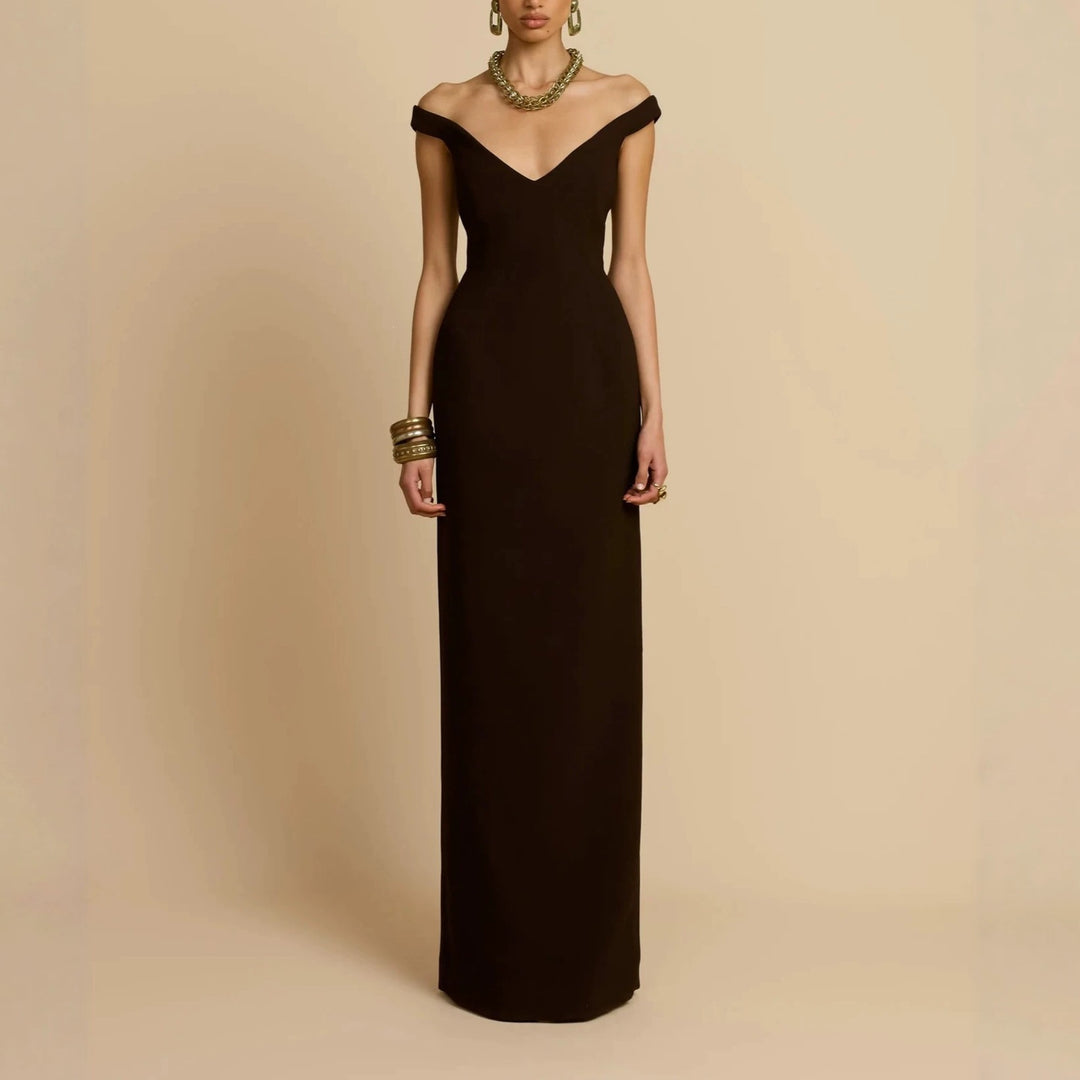 Damen Schlichtes Off-Shoulder-Maxikleid EB