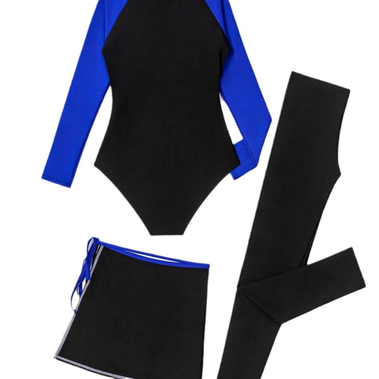 Damen Sportlicher UV-Schutz-Schwimmanzug mit langem Arm und Rock EB